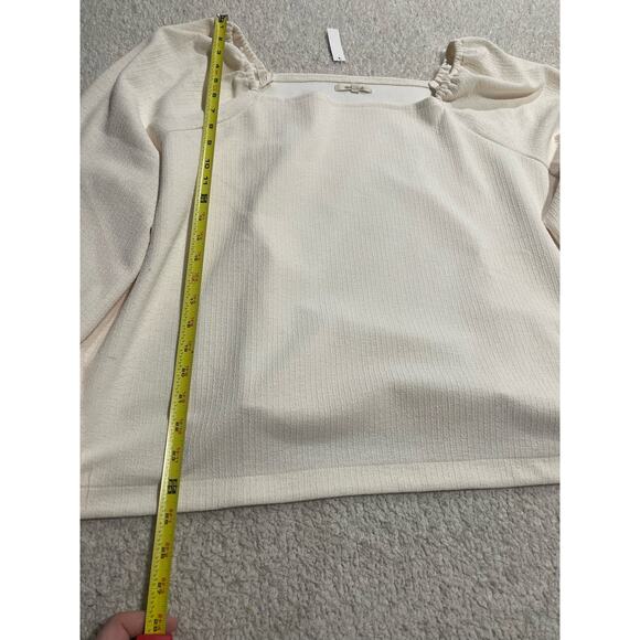 NWT Madewell Women's 4X Plus Size Crepe Square Neck Puff Sleeve Top Cream - Picture 6 of 12